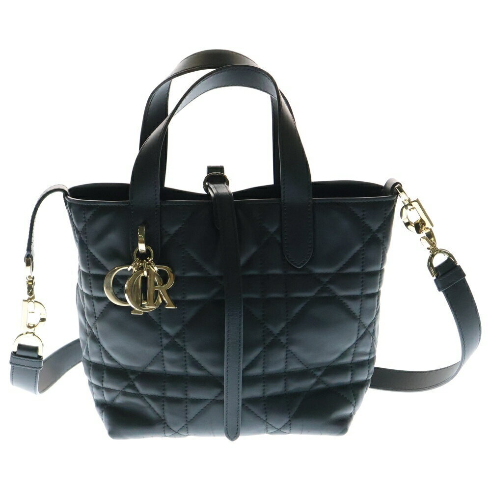 Christian Dior Toujours Bag Macro Cannage Calfskin Leather Hand Shoulder Black